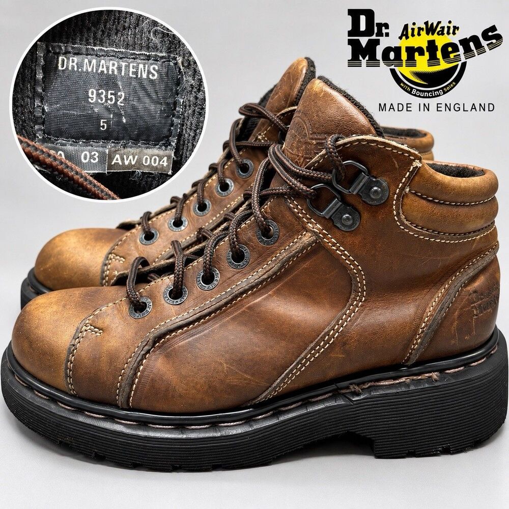 Vintage Dr Martens 9352 Boots Uk 5 Men Sz 6 Women 7 Brown Leather Made England
